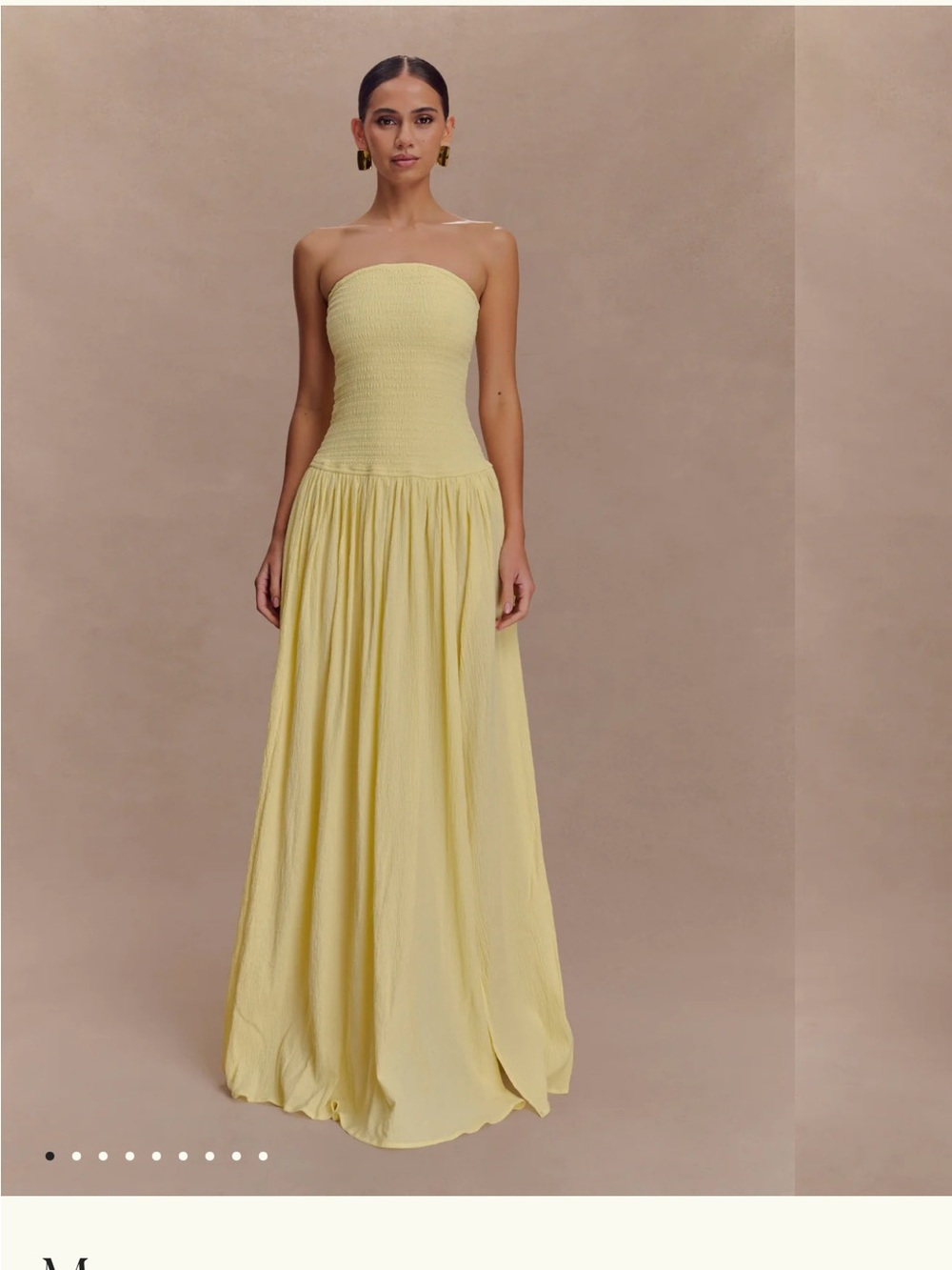 Meshki Strapless Smocked Maxi Dress in Lemon